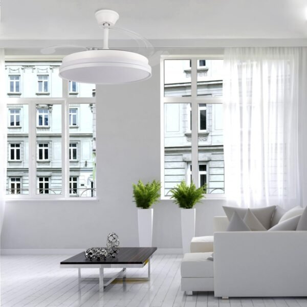 Iluminashop - Ventilador de Techo con luz Led White Olga, Mando a Distancia, Motor DC, 6 velocidades, Silencioso, Aspas retráctiles, función verano-invierno, temporizador, CCT - Image 3