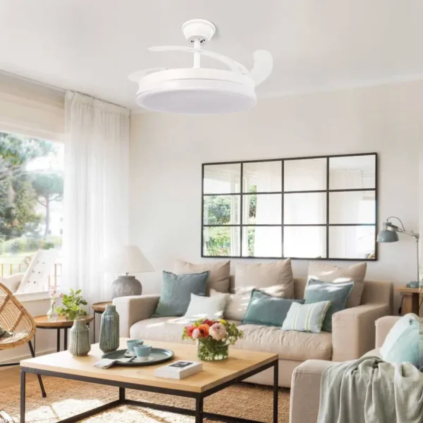 Iluminashop - Ventilador de Techo con luz Led White Olga, Mando a Distancia, Motor DC, 6 velocidades, Silencioso, Aspas retráctiles, función verano-invierno, temporizador, CCT - Image 5